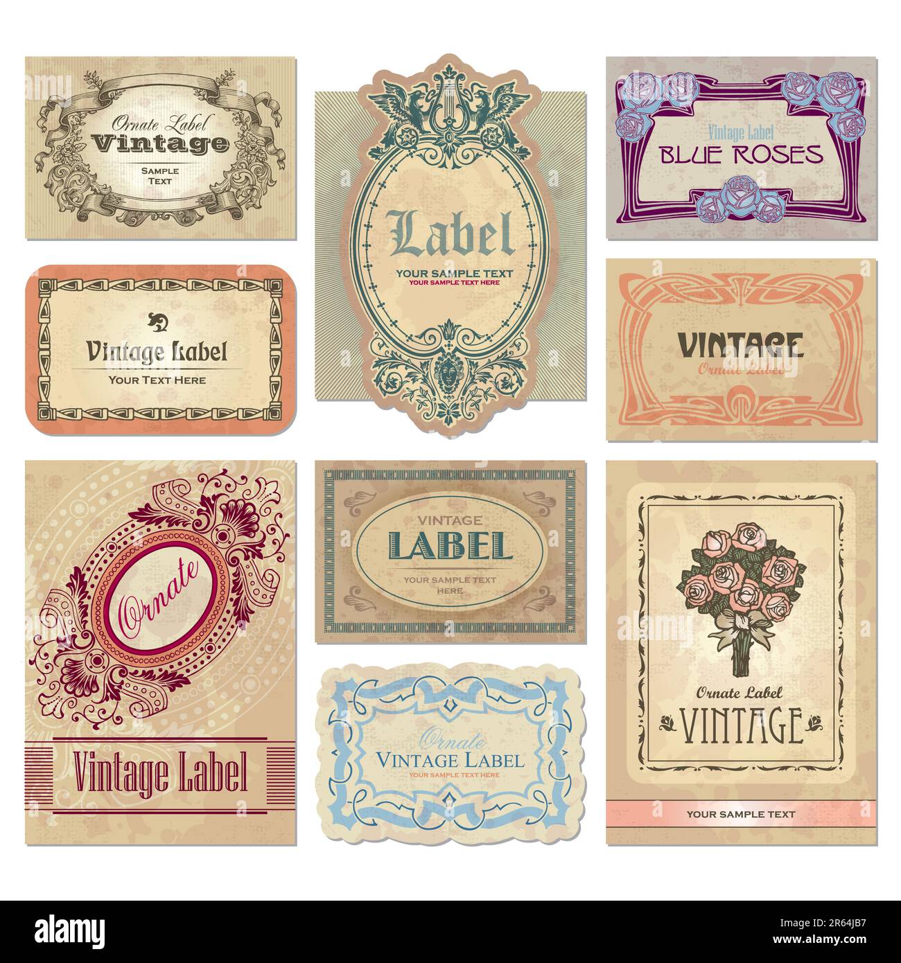 set di etichette vintage; illustrazioni vettoriali scalabili e modificabili Illustrazione Vettoriale