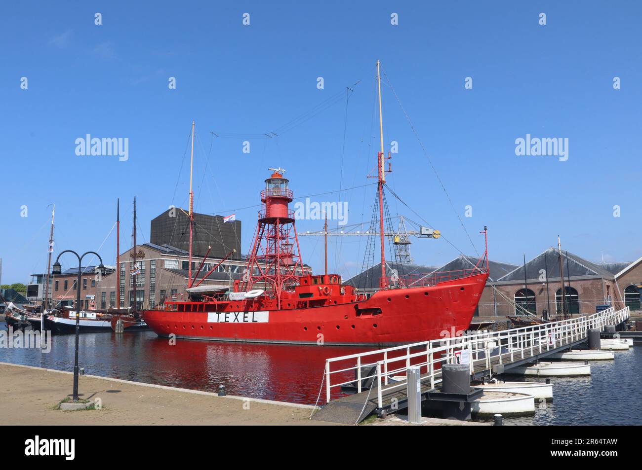 lightship Texel nel Museum Harbor Willemsoord, città olandese Den Helder, Paesi Bassi Foto Stock