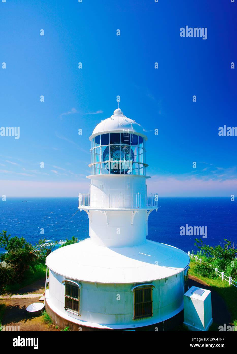 Faro di Capo Murato e barca Foto Stock