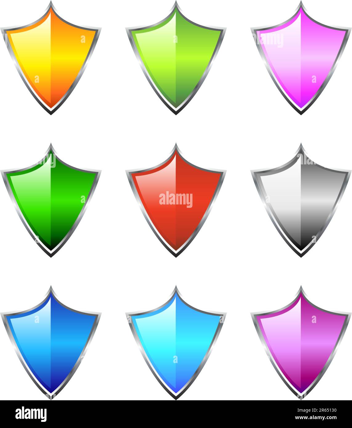 Un set colorato di icone della schermatura lucida Illustrazione Vettoriale