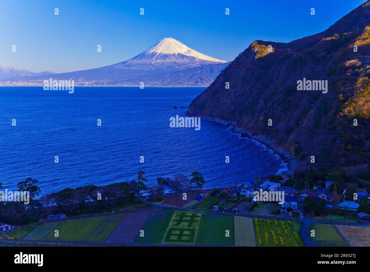Fuji e l'area di Ida vista da Nishi-Izu Foto Stock
