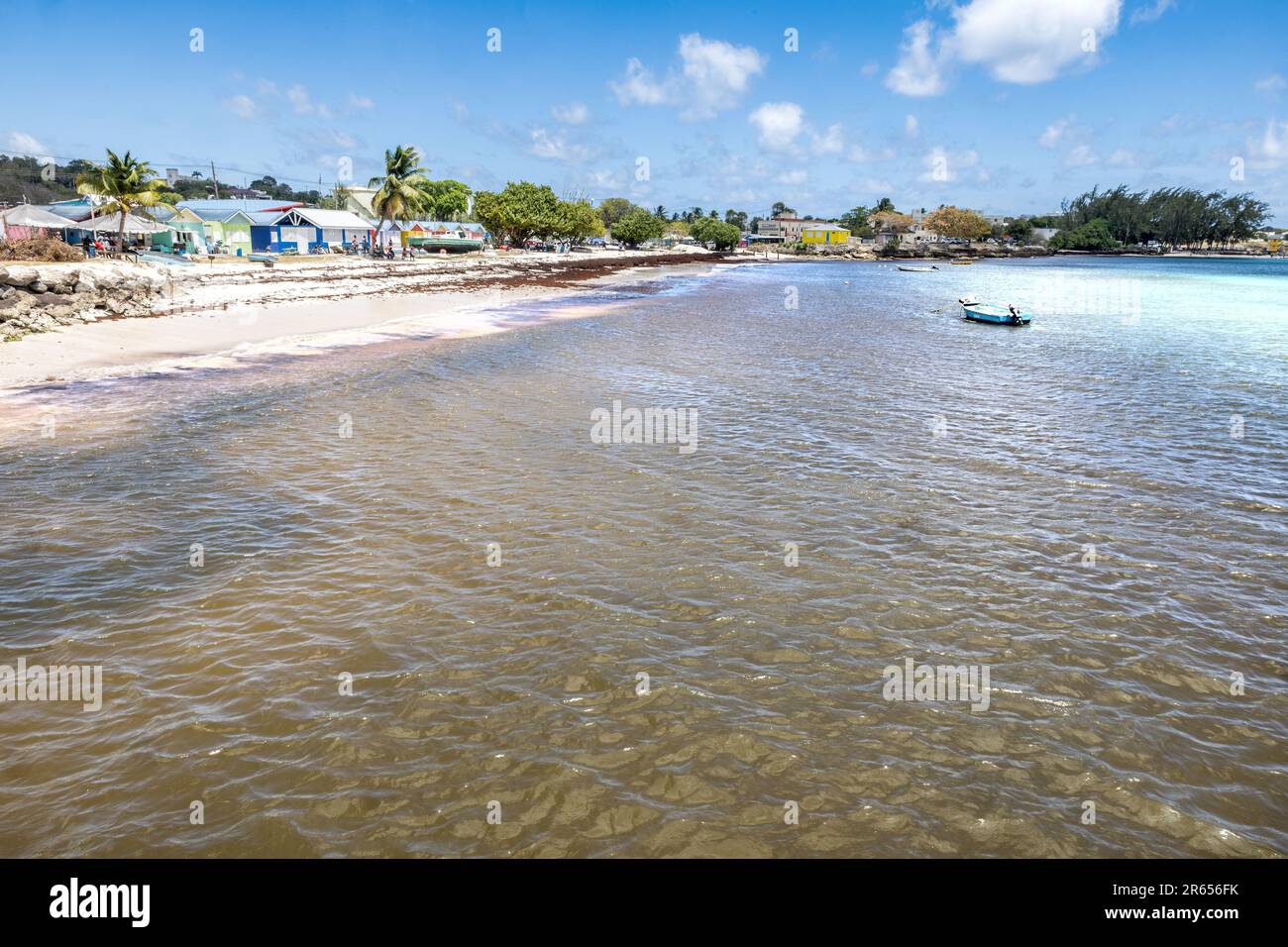 Vista da Fishermen Quay, Oistins, Barbados Foto Stock