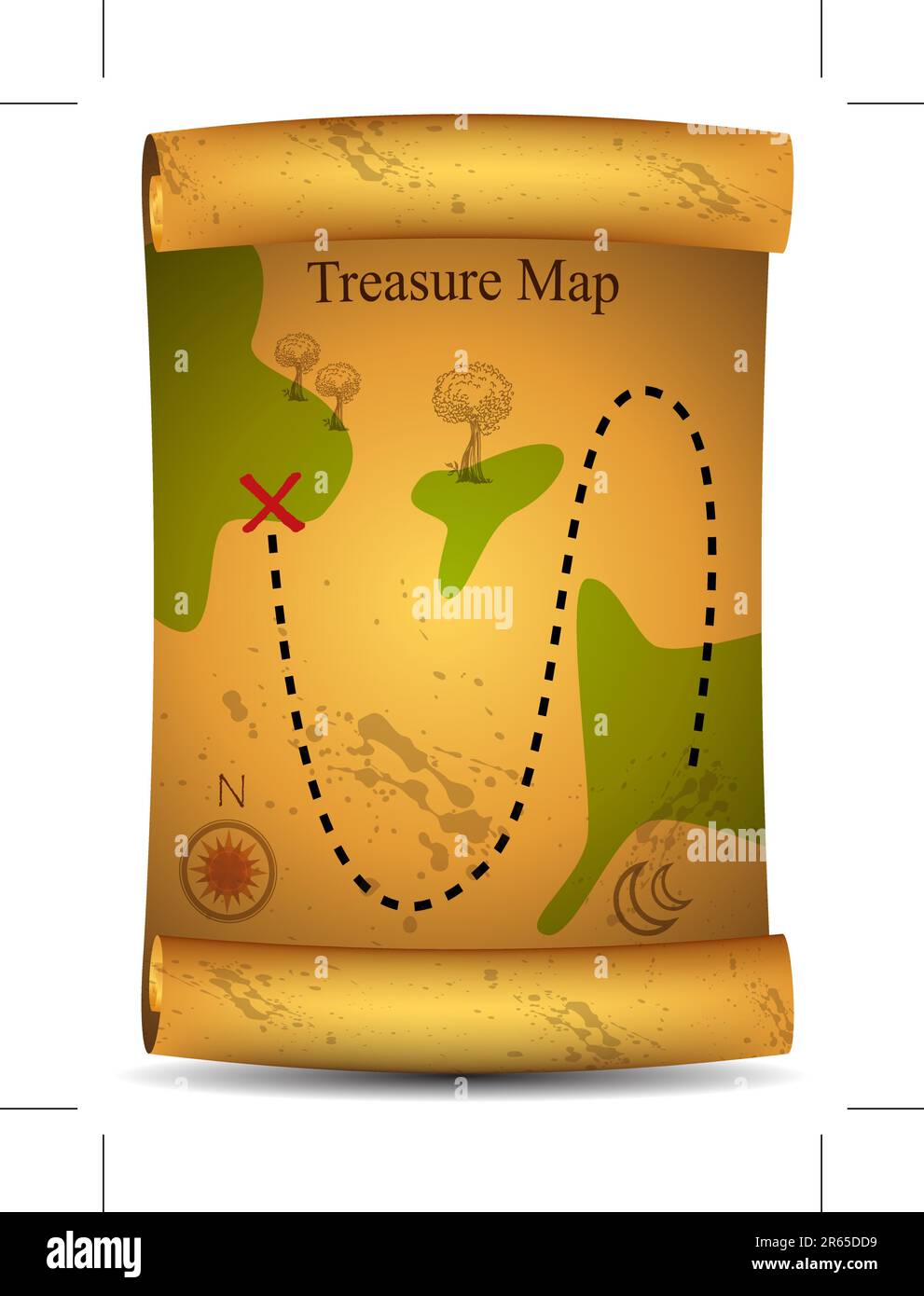 Immagine di una mappa del tesoro 3D. Illustrazione Vettoriale