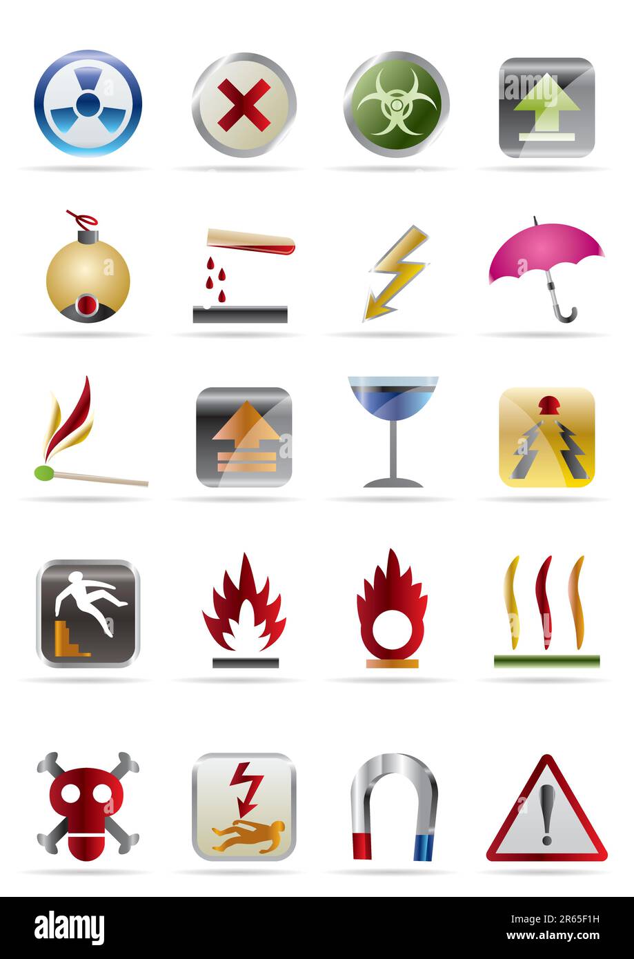 Segnali di pericolo - Set di icone vettoriali Illustrazione Vettoriale