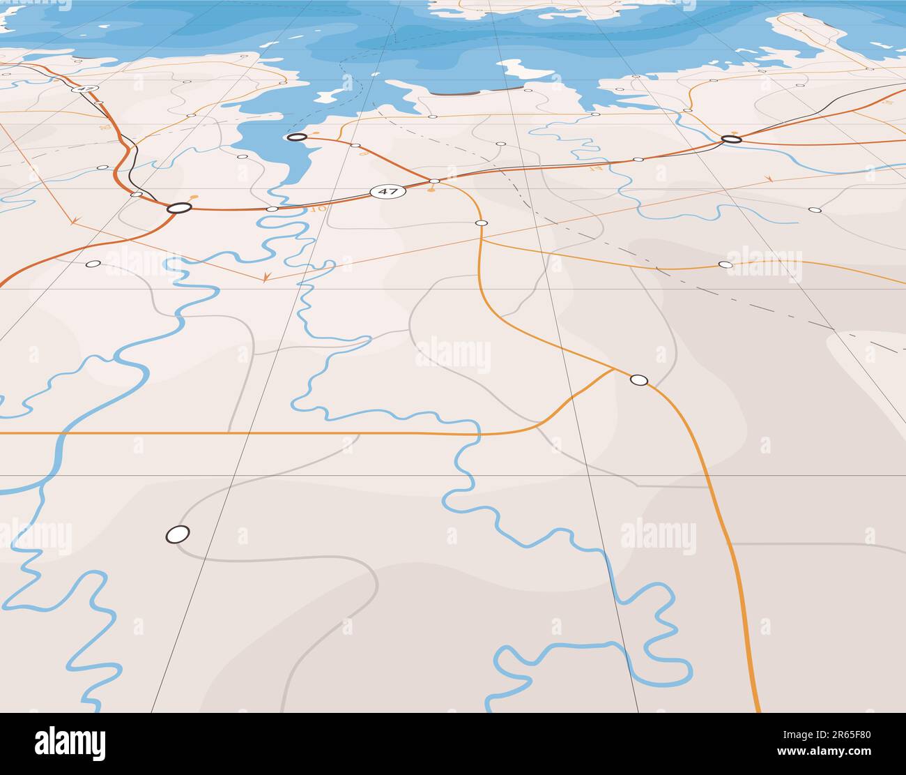 Generico vettore modificabile mappa di un litorale con nessun nome Illustrazione Vettoriale