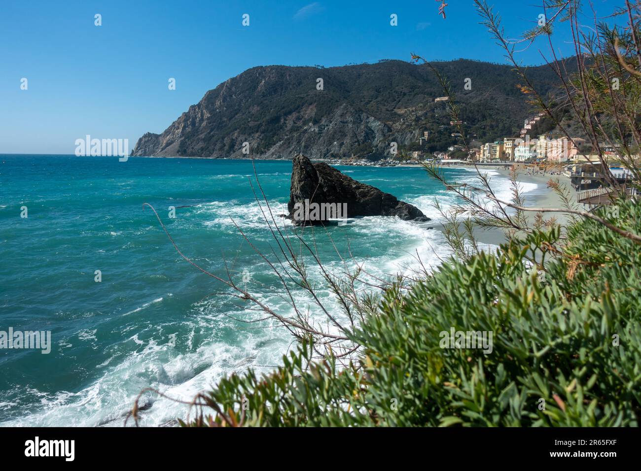 viaggio alla spiaggia di monterosso nelle cinque terre d'italia Foto Stock