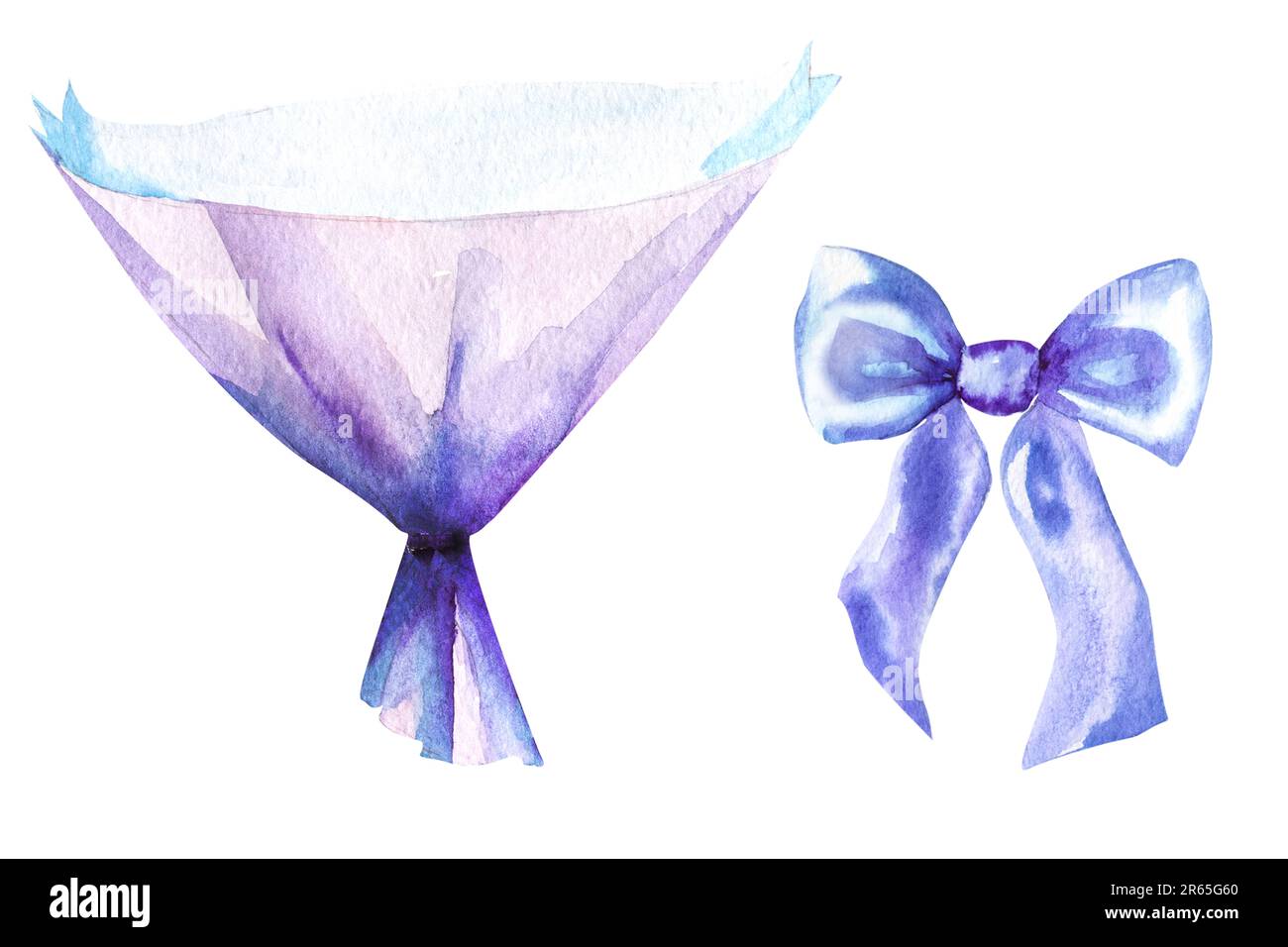 Confezione regalo per illustrazione acquerello per un bouquet di fiori. Foto Stock