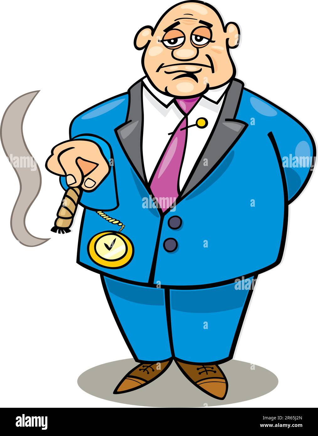 Cartoon illustrazione dell uomo ricco di fumare il sigaro Illustrazione Vettoriale