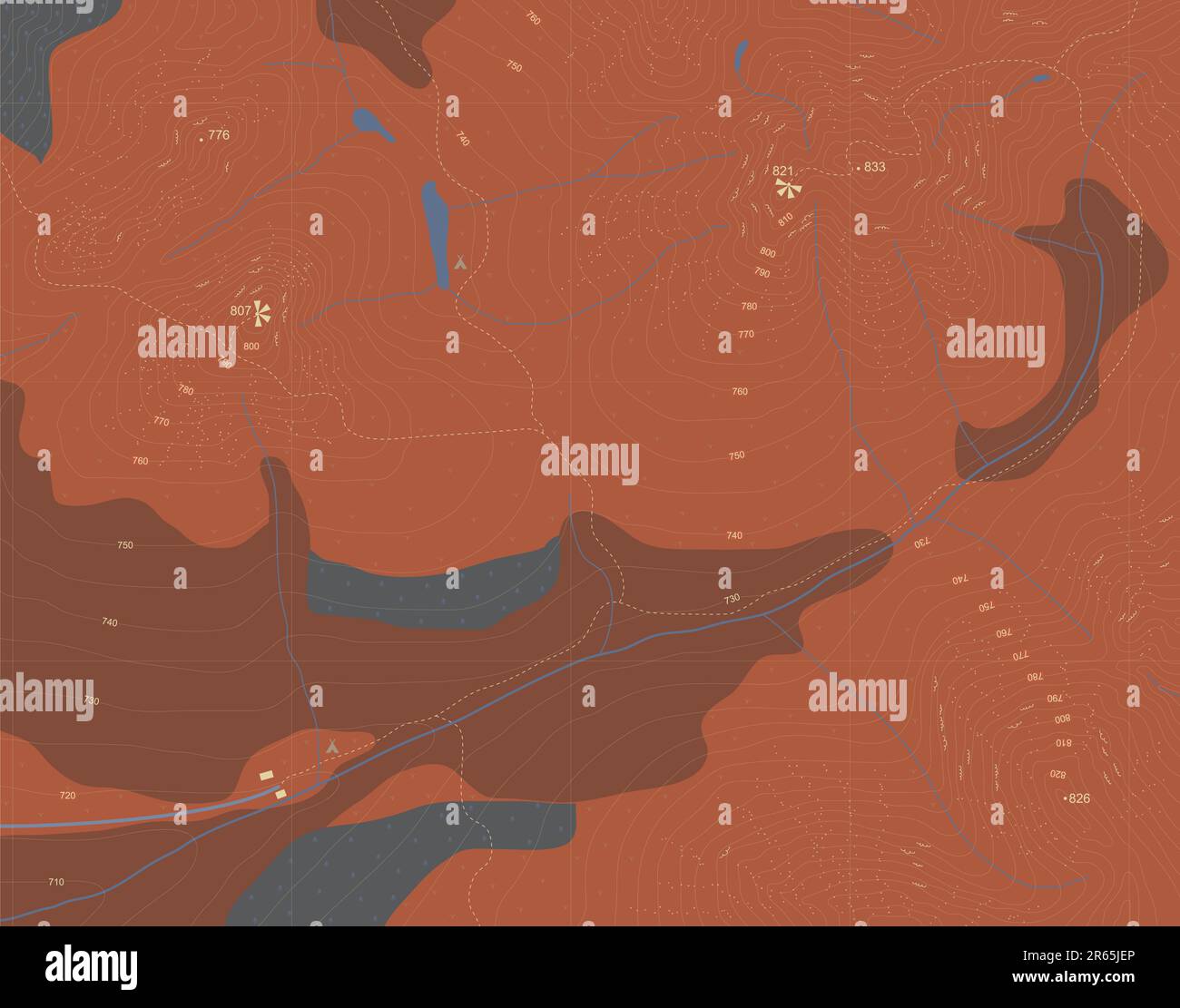 Modificabile illustrazione vettoriale di una generica mappa di montagne Illustrazione Vettoriale