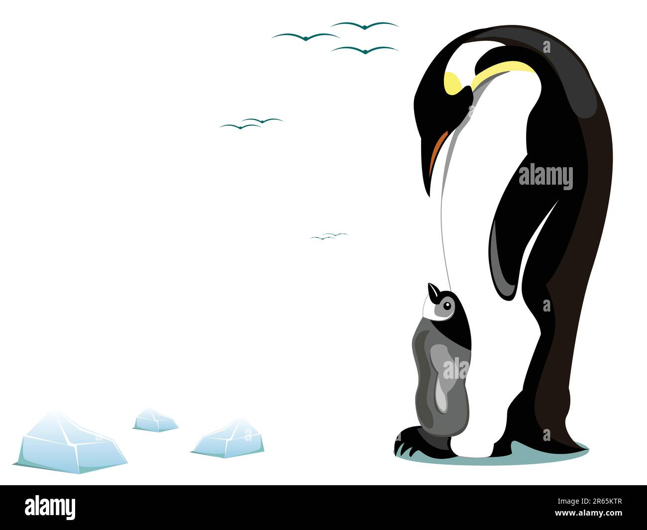 immagine di un pinguino e di una progenie Illustrazione Vettoriale