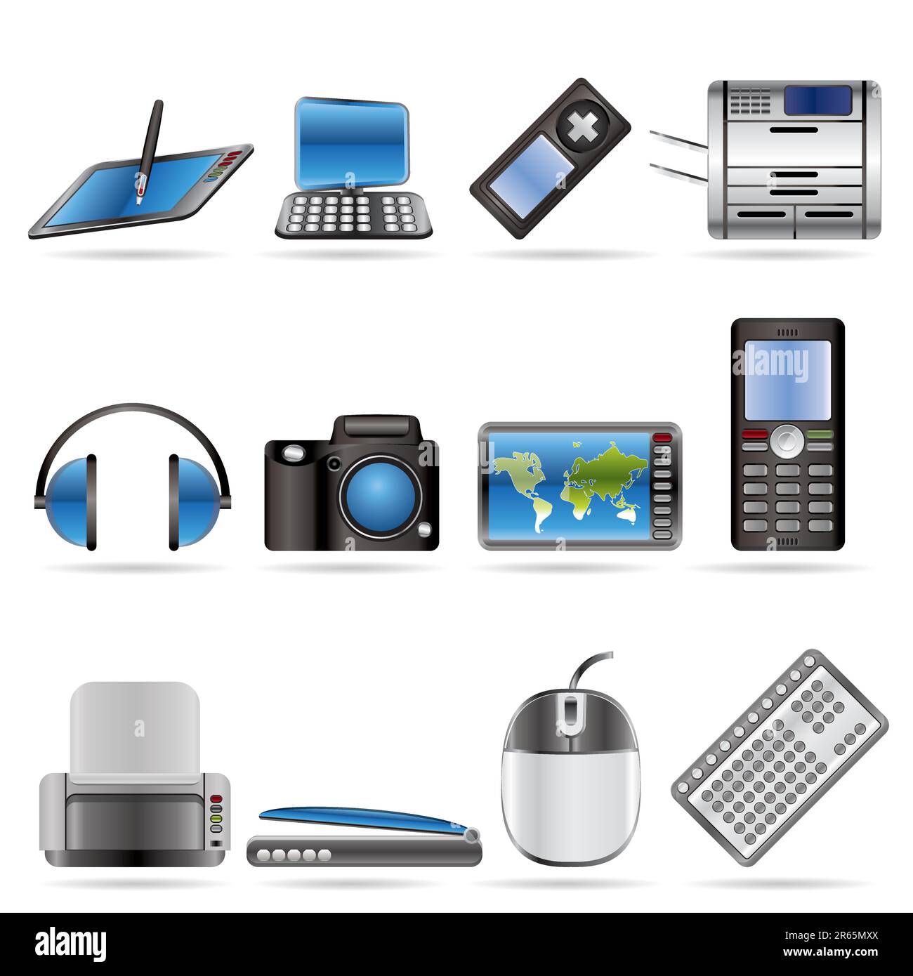 Icone attrezzature tecniche hi-tech - Set di icone vettoriali 3 Illustrazione Vettoriale