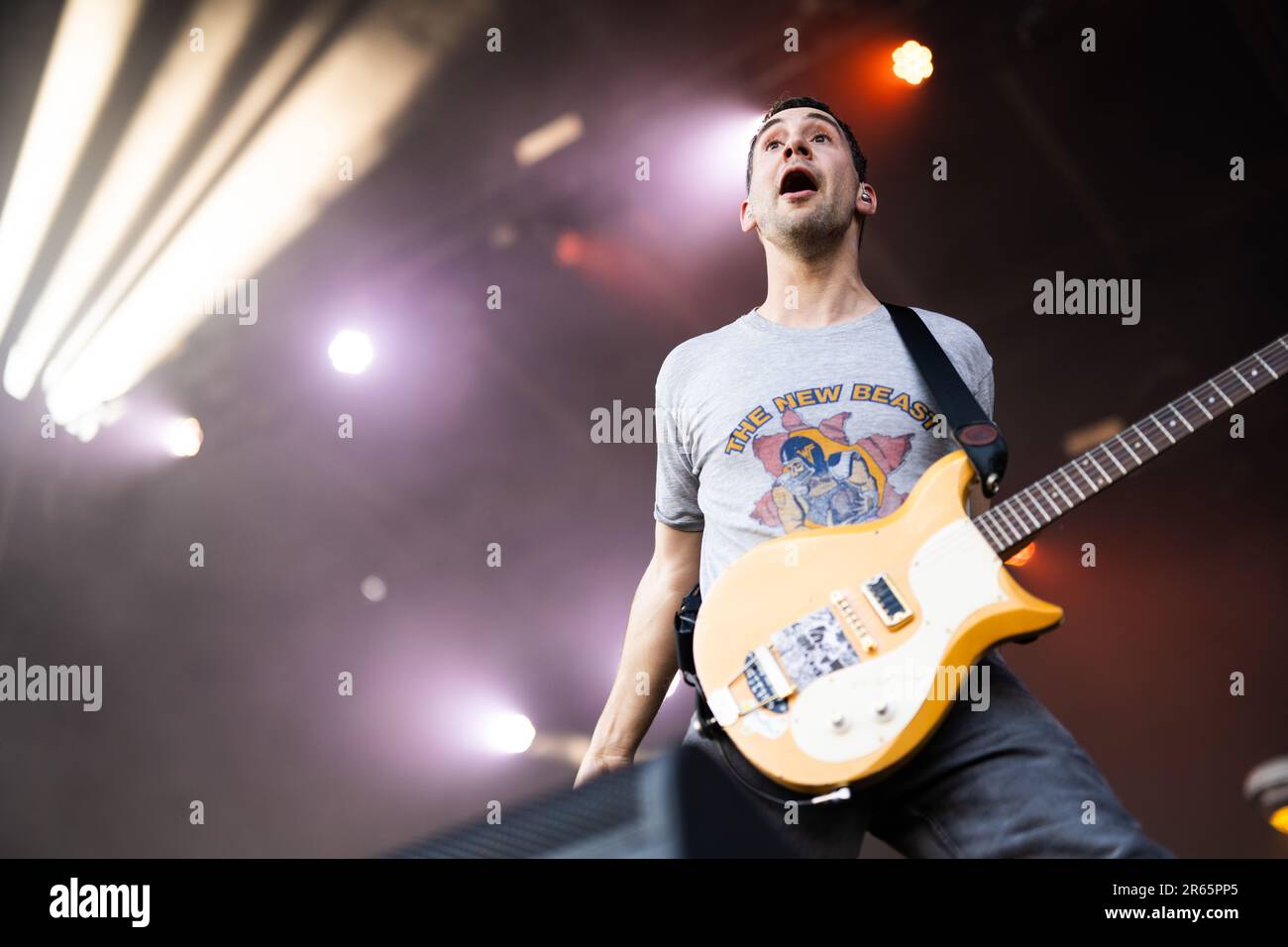 La rock band americana Bleachers in concerto a Boston chiamando a Boston Foto Stock