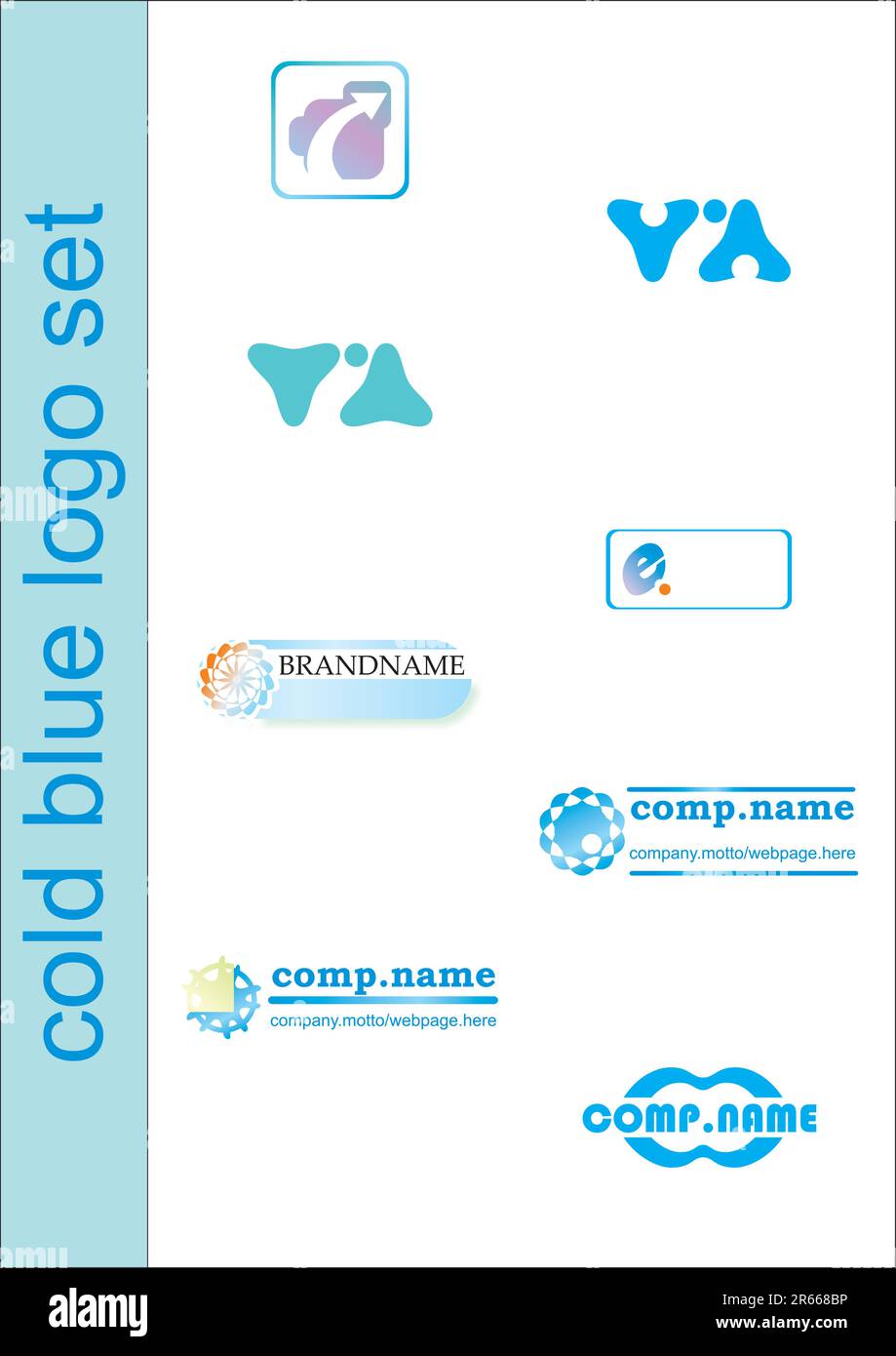 illustrazione del set di logo blu per le aziende Illustrazione Vettoriale