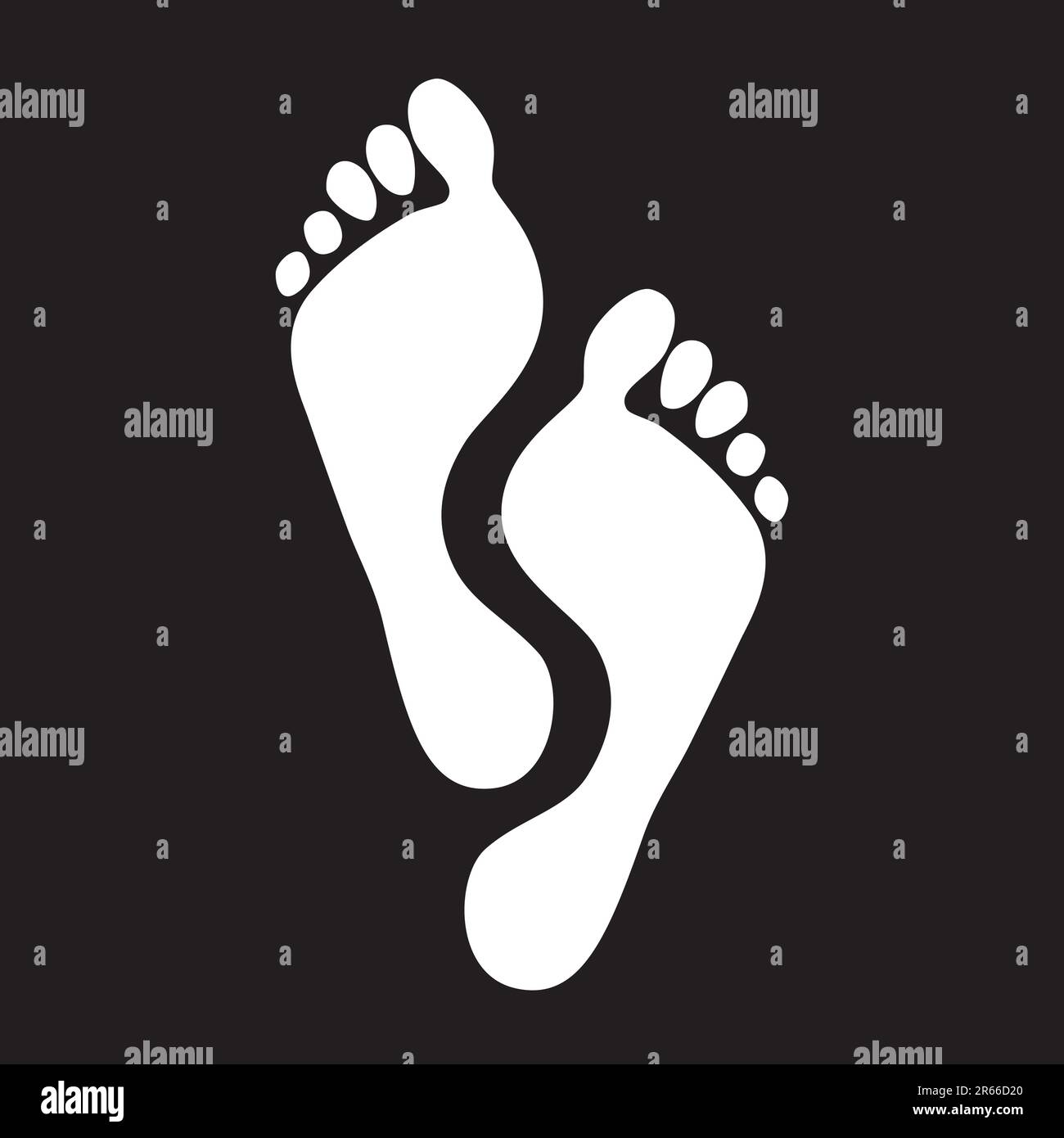 Footprints - gli elementi di design su sfondo nero Illustrazione Vettoriale