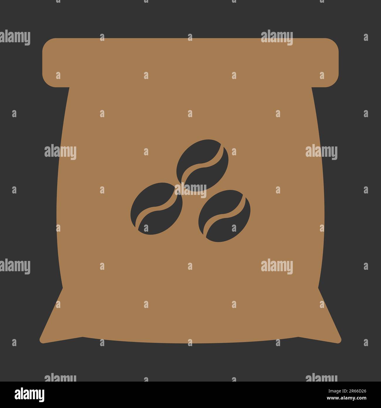 Icona del sacchetto di caffè in grani. Illustrazione vettoriale in stile piatto per elementi di design per caffè, alimenti e bevande Illustrazione Vettoriale