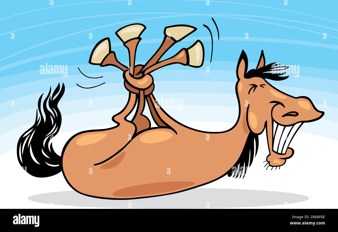 Cartoon illustrazione del cavallo divertenti Illustrazione Vettoriale