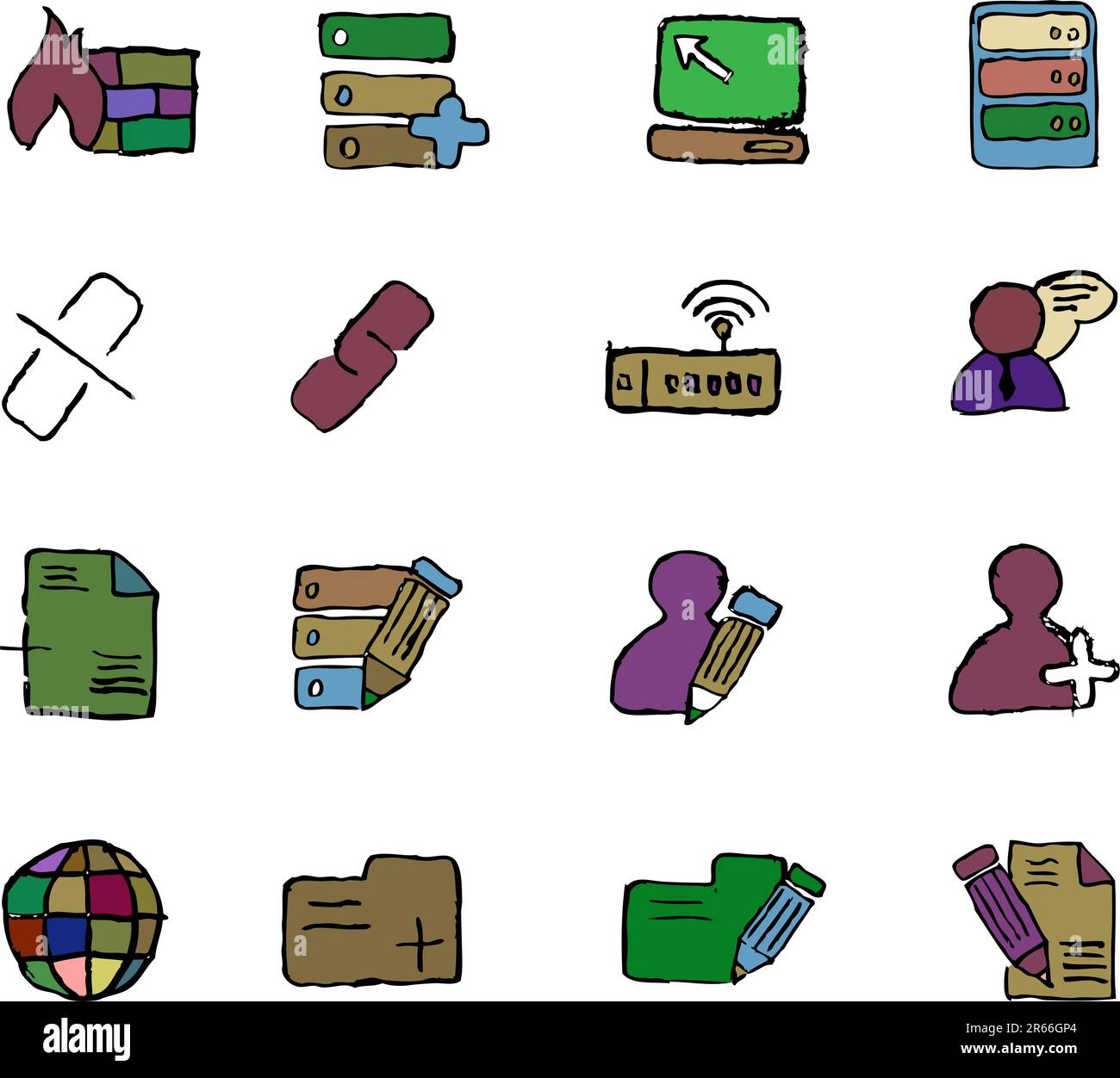 Icone database e rete vettore isolato Illustrazione Vettoriale