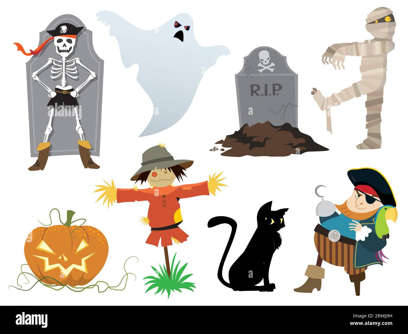 Collezione Halloween di elementi di design, illustrazione vettoriale. Illustrazione Vettoriale
