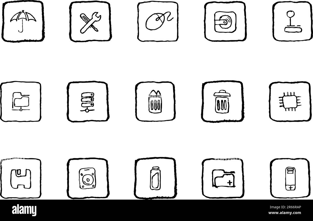 Riga grunge icone computer e dati Illustrazione Vettoriale