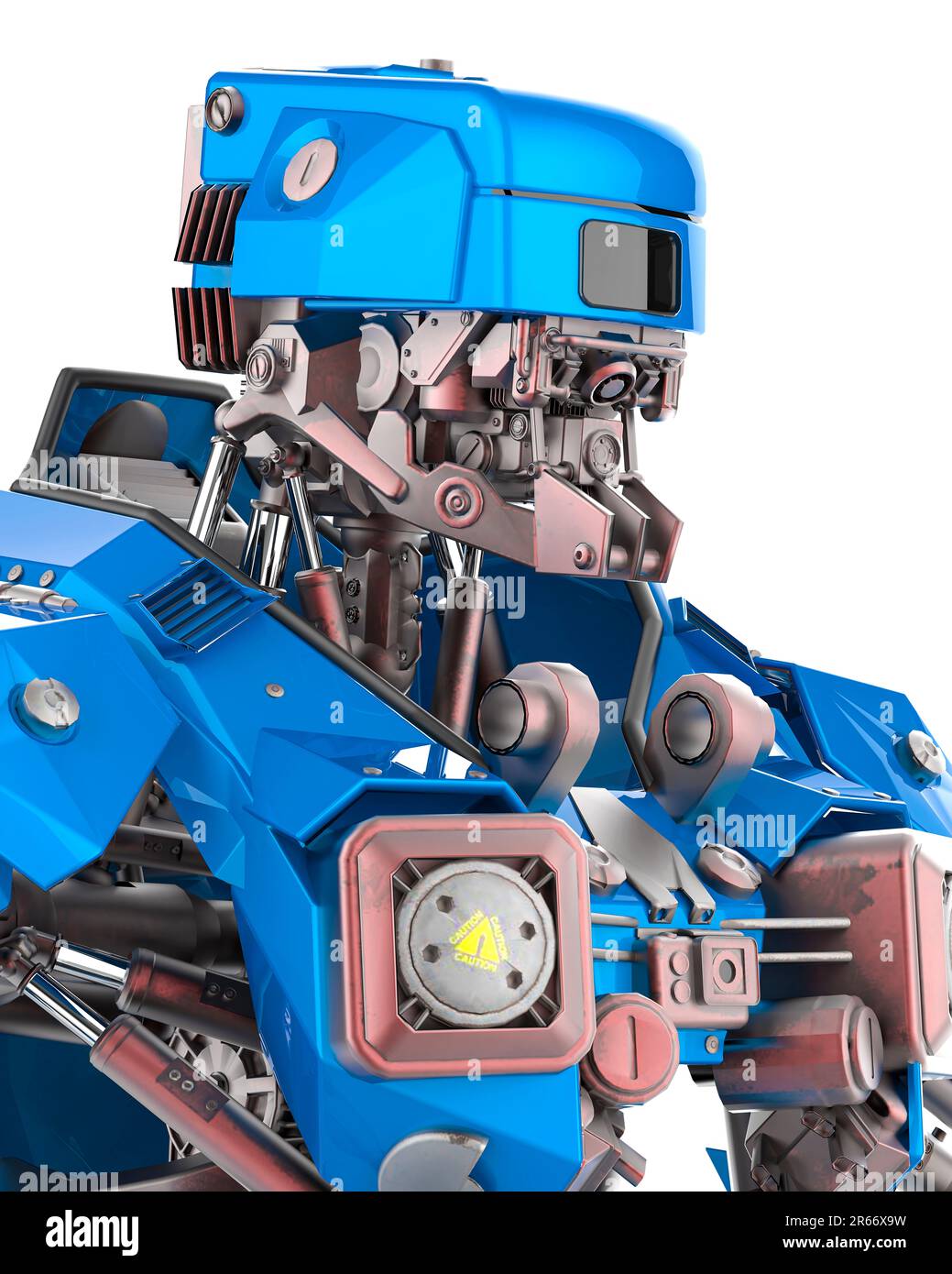 cyber mech in un documento d'identità con vista laterale verticale, illustrazione 3d Foto Stock
