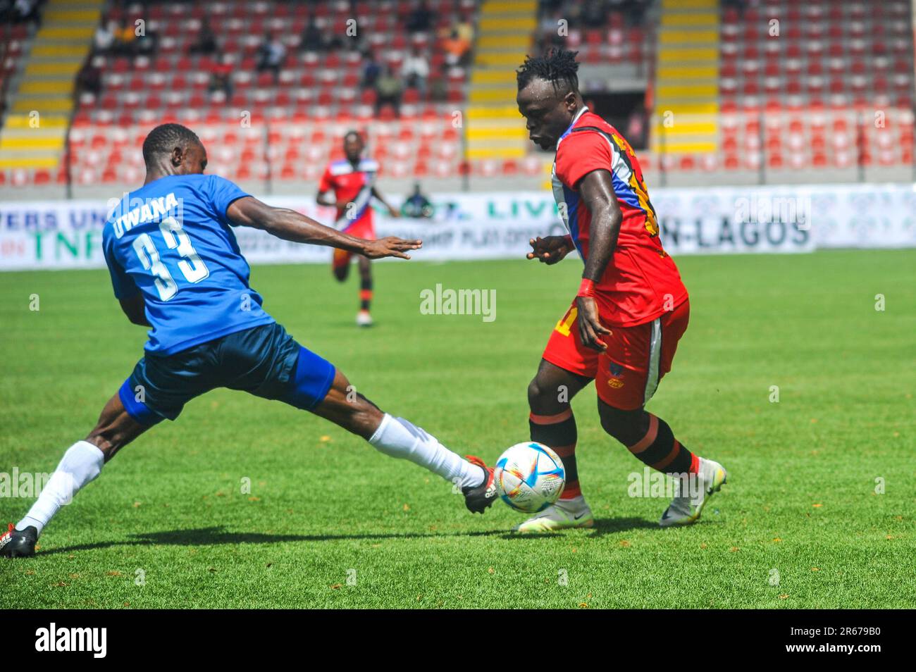 La Nigeria Professional Football League (NPFL) - partita della Super League tra Lobi Stars e Enyimba alla Mobolaji Bank, Anthony Stadium. Lagos, Nigeria. Foto Stock