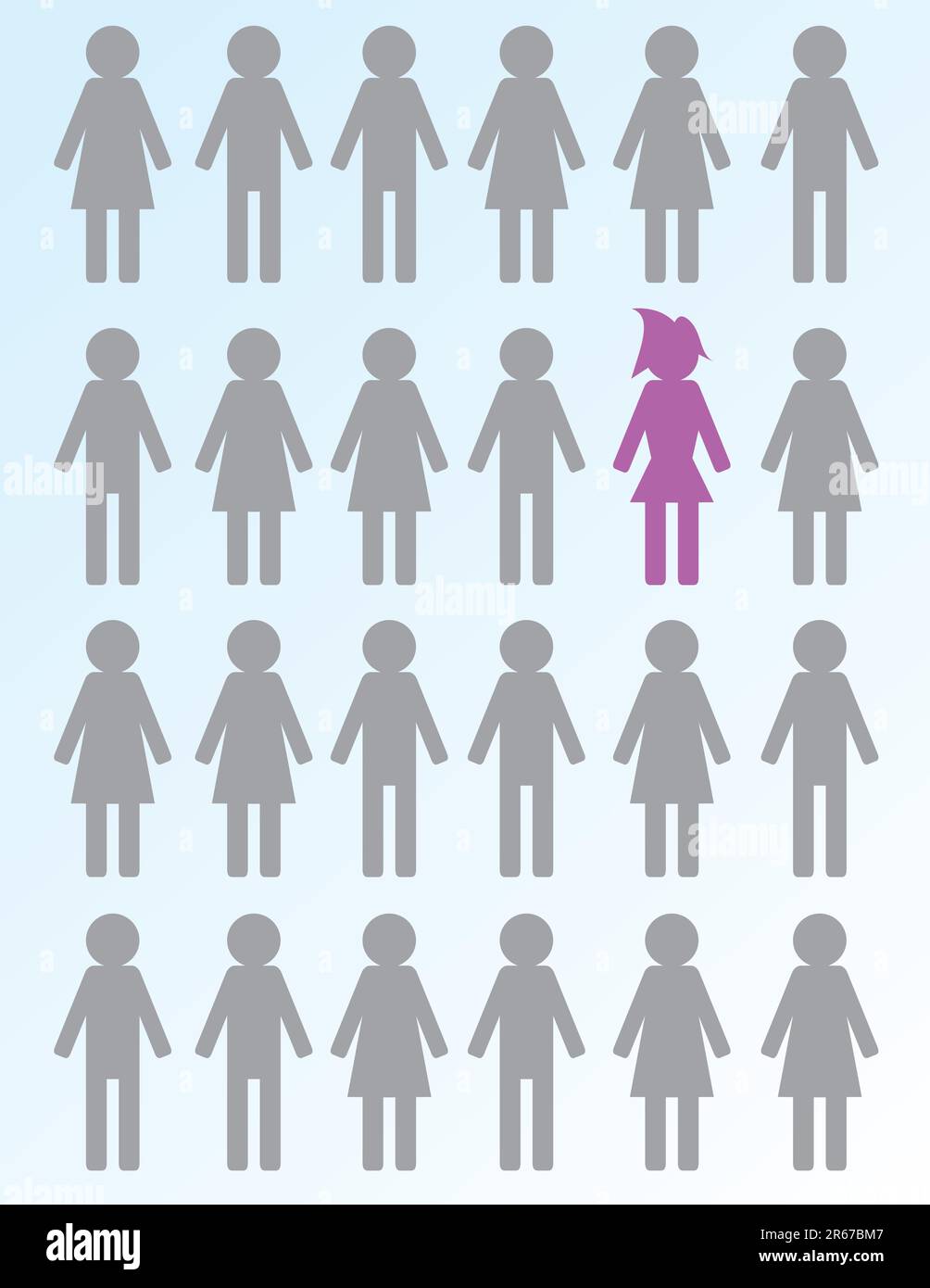 Donna che si distingue dalla folla. Illustrazione Vettoriale