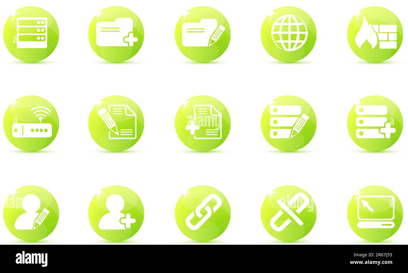 Icone database e rete Illustrazione Vettoriale