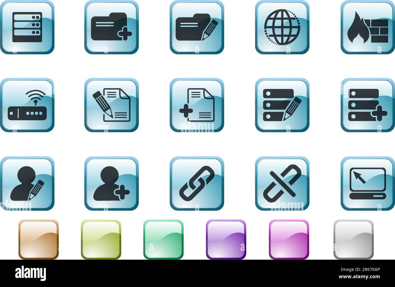 Icone database e rete Illustrazione Vettoriale