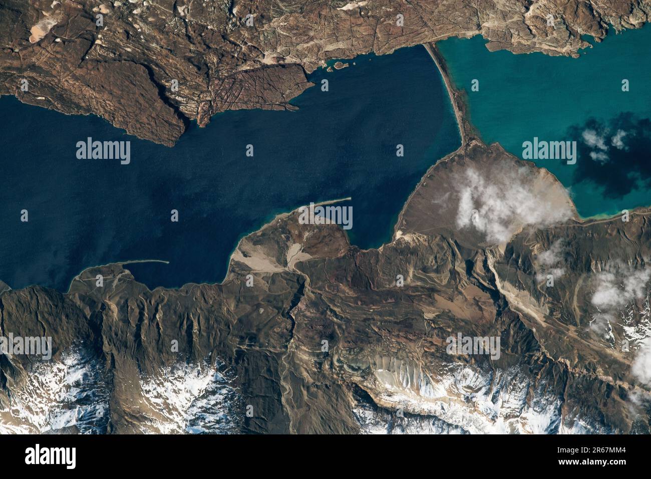 Lago Pueyrredón e Lago Posadas nella regione della Patagonia, nel sud dell'Argentina. Foto Stock