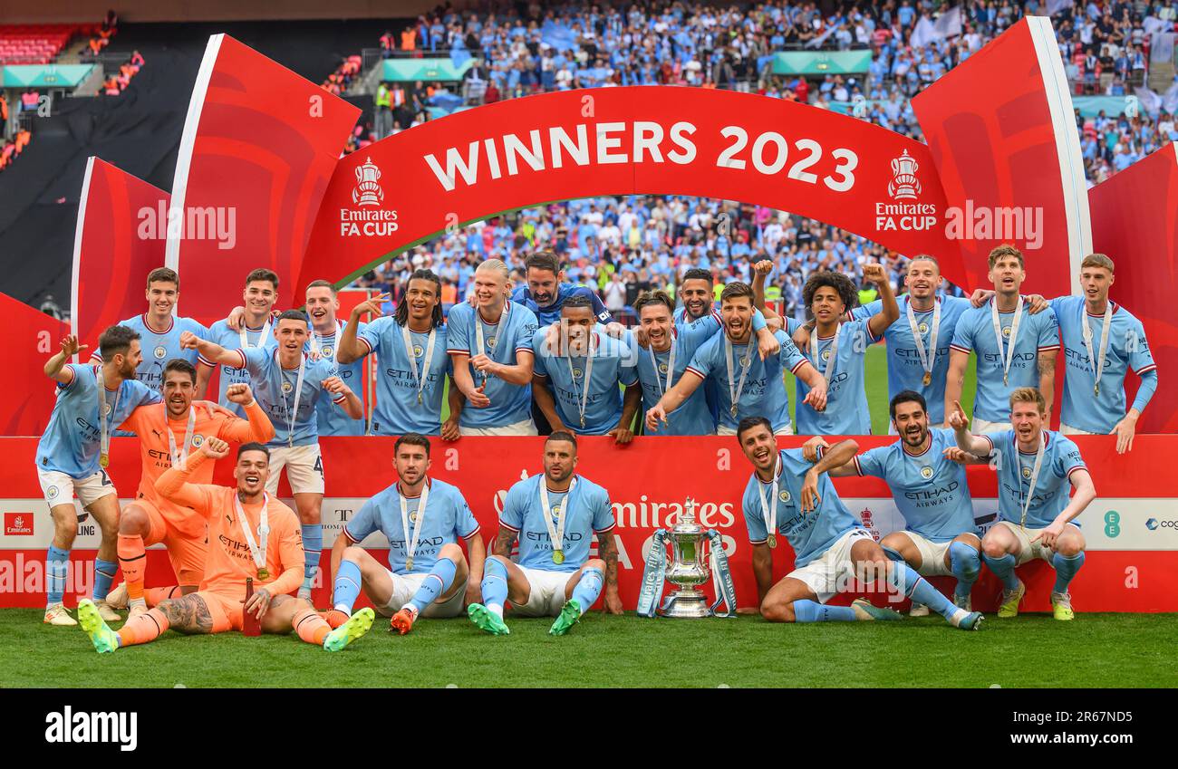 Londra, Regno Unito. 03rd giugno, 2023. 03 giu 2023 - Manchester City contro Manchester United - Emirates fa Cup Final - Wembley Stadium Manchester City festeggia la vittoria della fa Cup Final 2023. Picture Credit: Notizie dal vivo su Mark Pain/Alamy Foto Stock