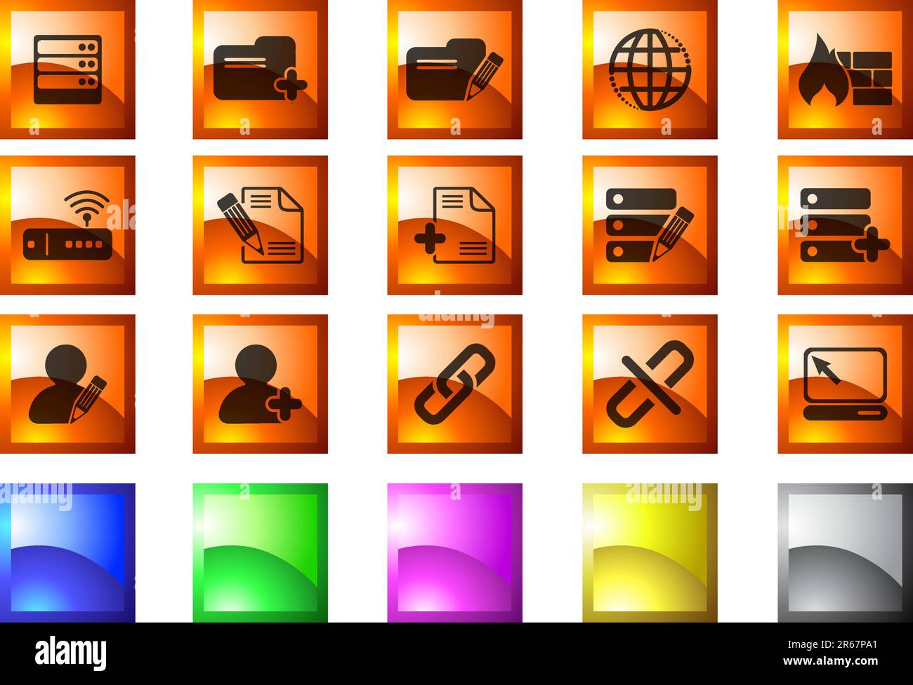 Icone database e rete Illustrazione Vettoriale