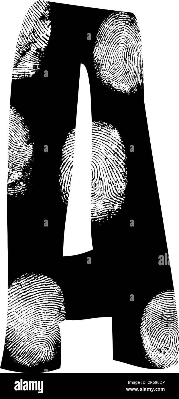 Alfabeto con impronte digitali sopra di loro - A Illustrazione Vettoriale