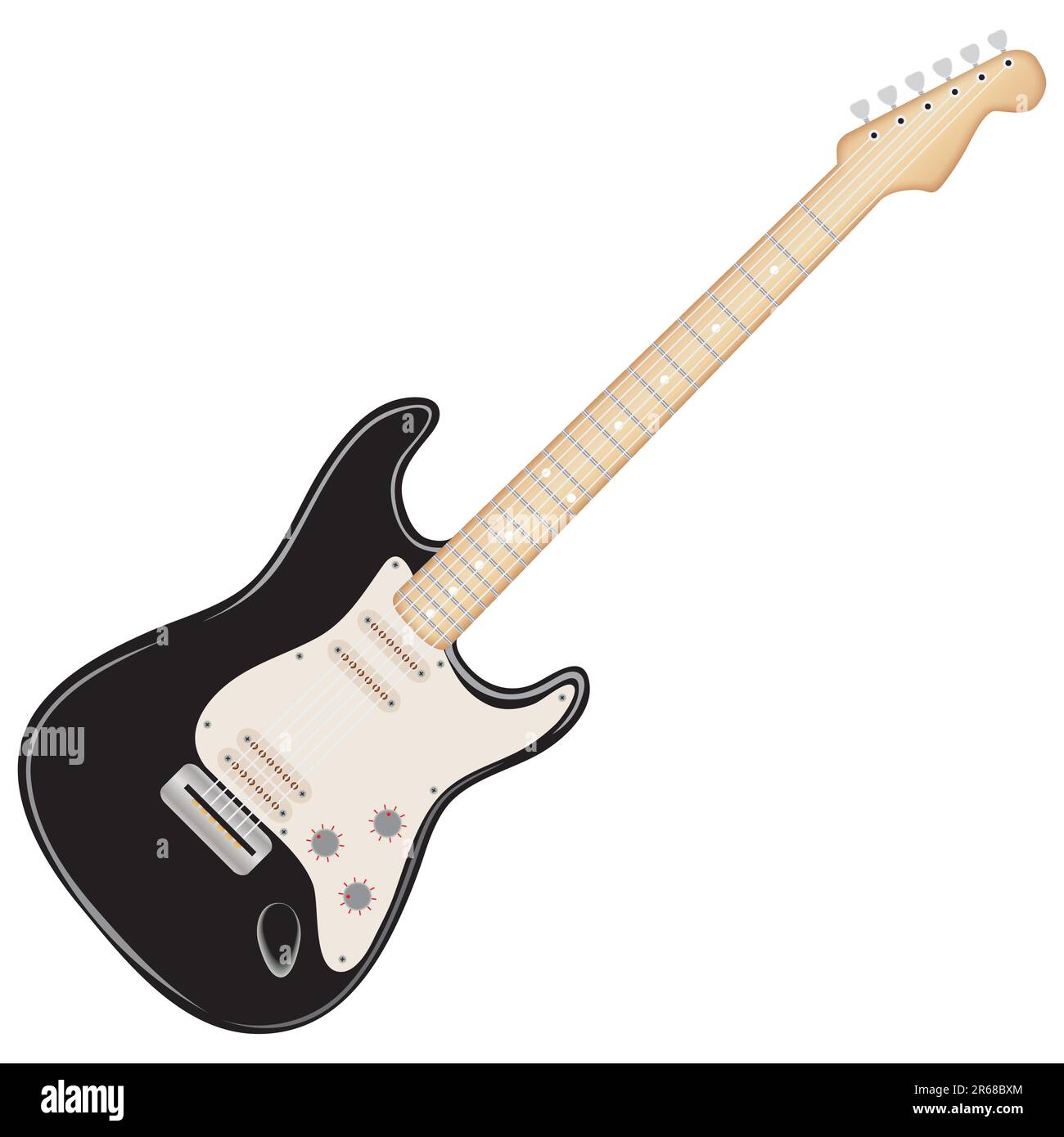 Chitarra elettrica isolata su sfondo bianco Illustrazione Vettoriale