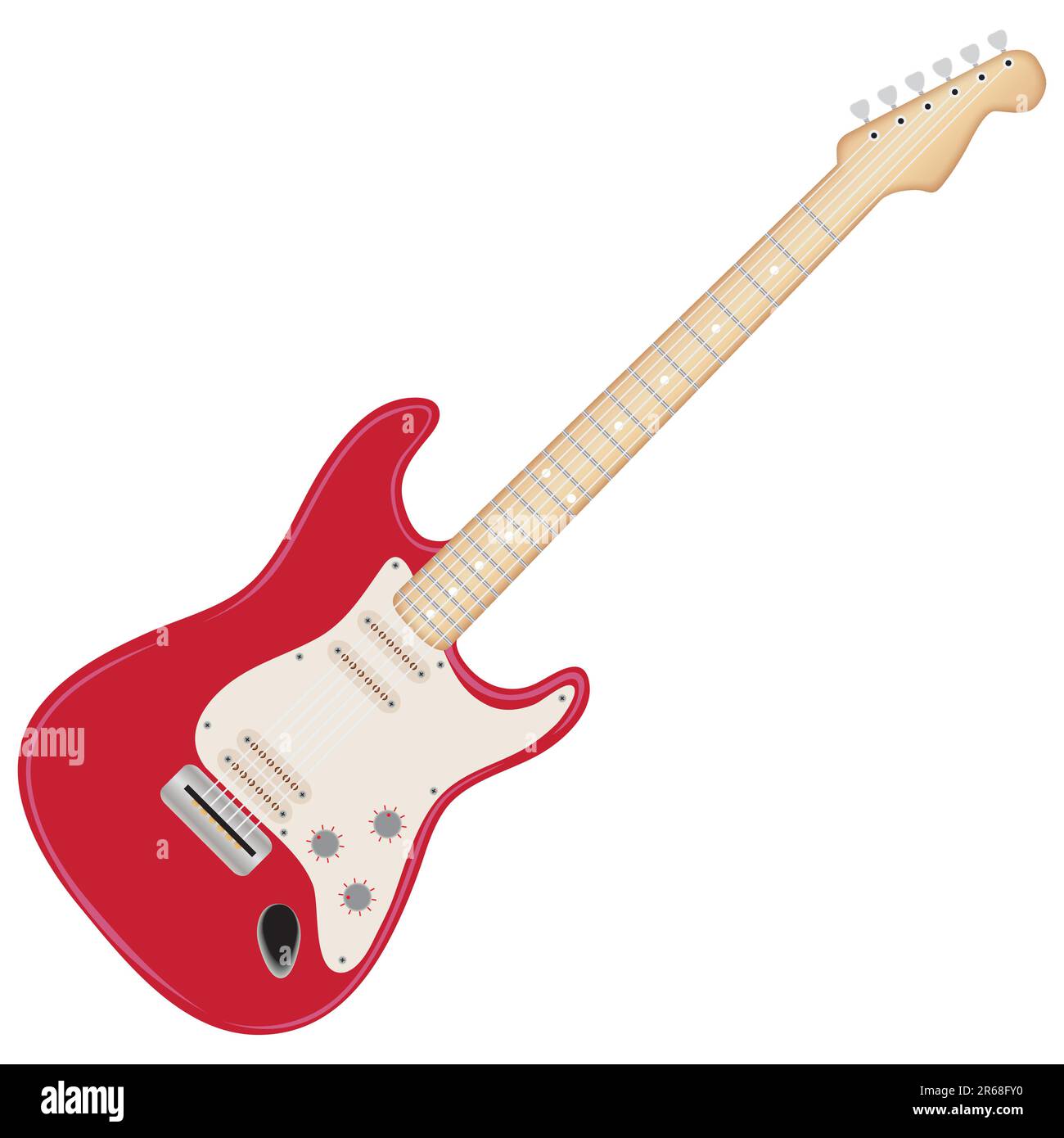 Chitarra elettrica isolata su sfondo bianco Illustrazione Vettoriale