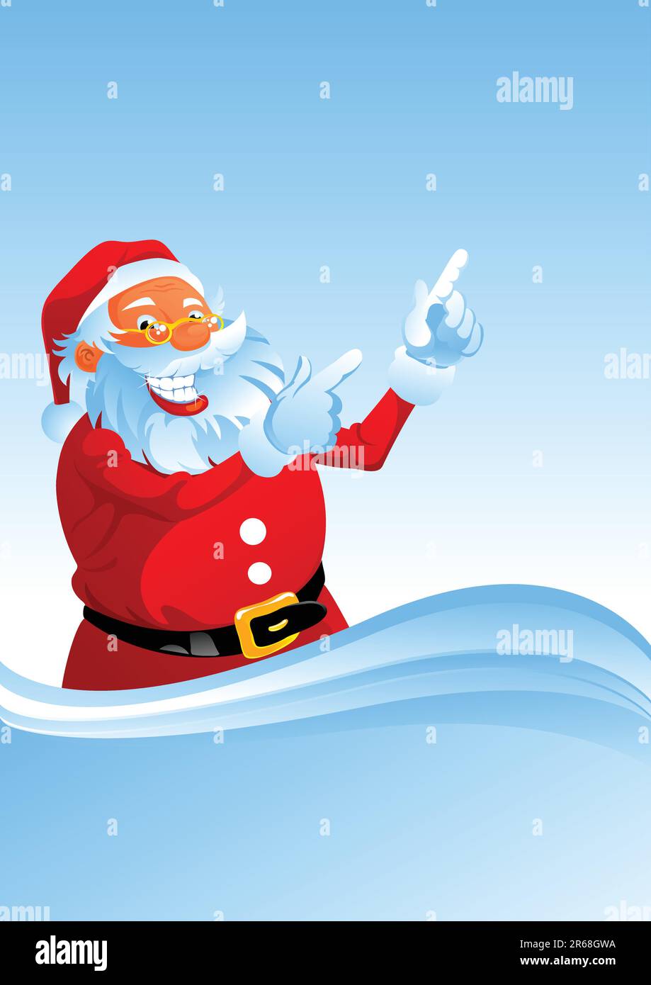 Babbo Natale mostra le mani in alto, l'illustrazione vettoriale può essere in scala a qualsiasi dimensione Illustrazione Vettoriale
