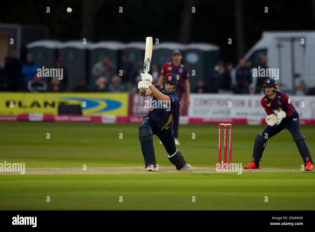 Matt Critchley Essex Cricket All-Rounder ha raggiunto un quarto durante la partita di Blast Vitality T20 tra il Kent County Cricket Club e l'Essex presso il St Lawrence Ground di Canterbury mercoledì 7th giugno 2023. (Foto: Tom West | NOTIZIE MI) Credit: NOTIZIE MI & Sport /Alamy Live News Foto Stock