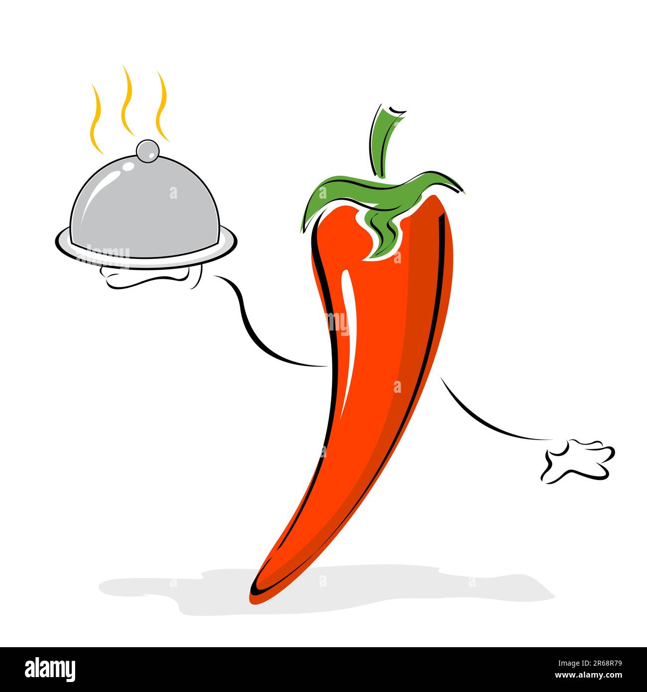 Illustrazione di pepe chef cucinare su sfondo bianco Illustrazione Vettoriale