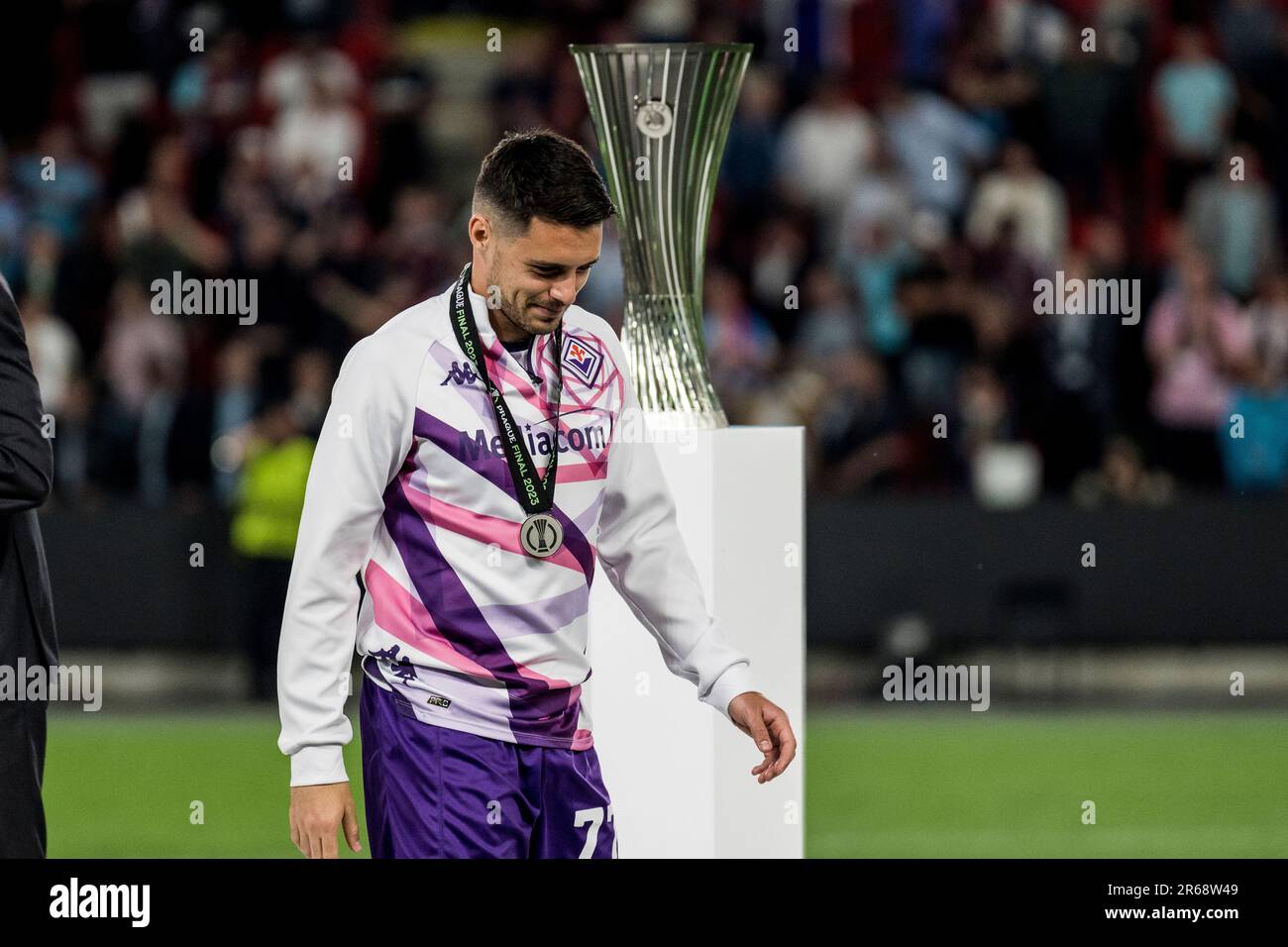 Praga, Repubblica Ceca. 07th giugno, 2023. Josip Brekalo di Fiorentina visto durante la finale della UEFA Europa Conference League tra Fiorentina e West Ham United all'Eden Arena di Praga. Credit: Gonzales Photo/Alamy Live News Foto Stock