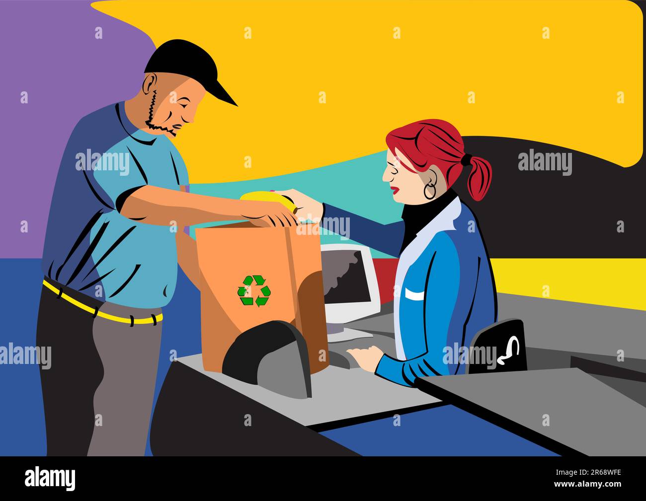 Illustrazione vettoriale di un uomo in un centro commerciale Illustrazione Vettoriale