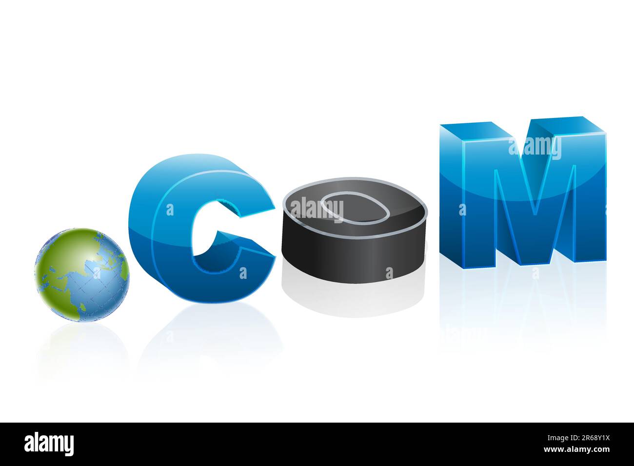 Illustrazione di dot com icona con globo su sfondo bianco Illustrazione Vettoriale