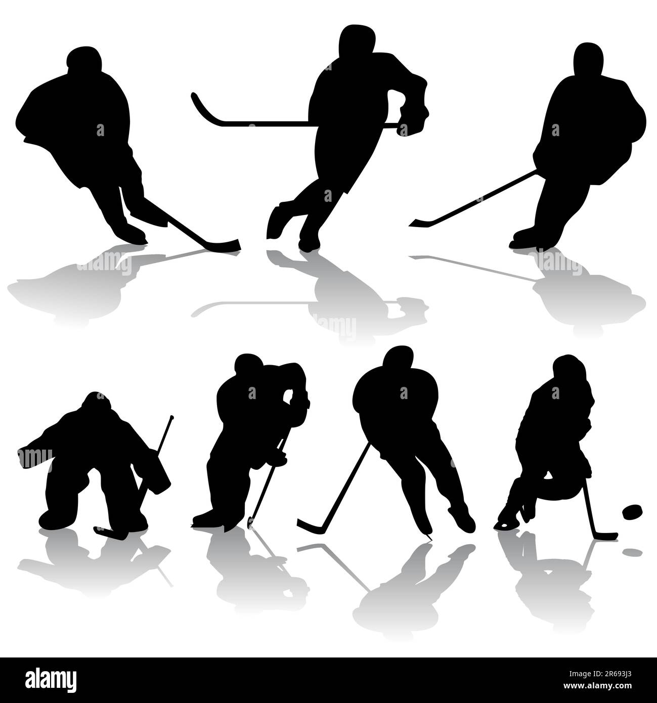 set vettoriale di giocatori di hockey su ghiaccio Illustrazione Vettoriale