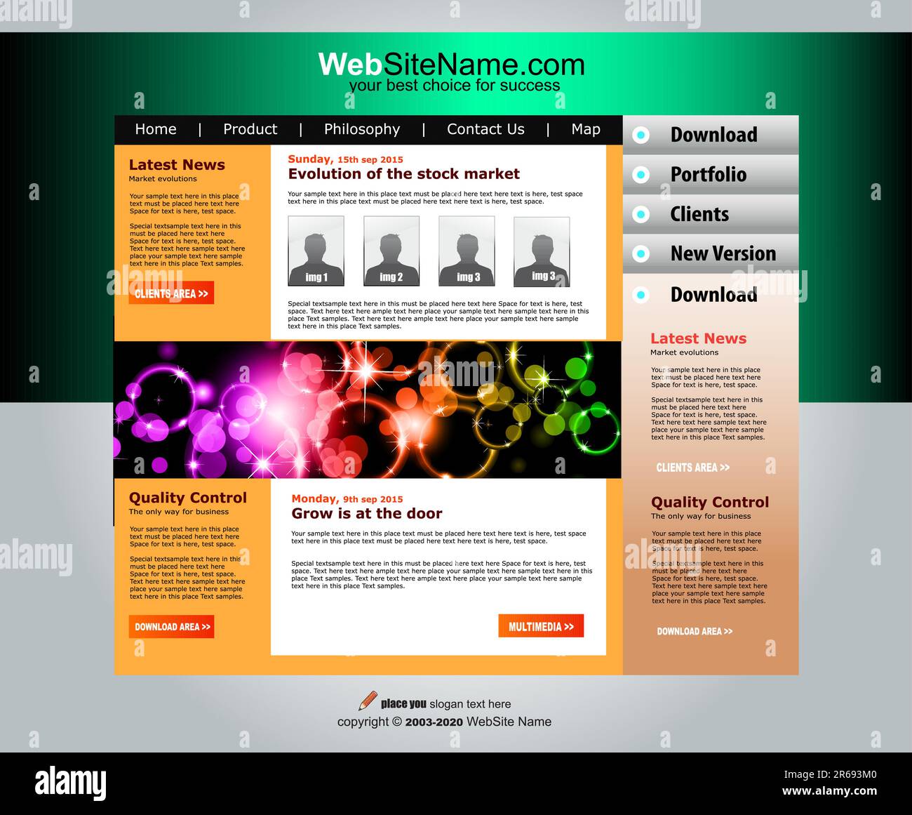 Modello futuristico per siti Web High Tech con colori Attrative Illustrazione Vettoriale