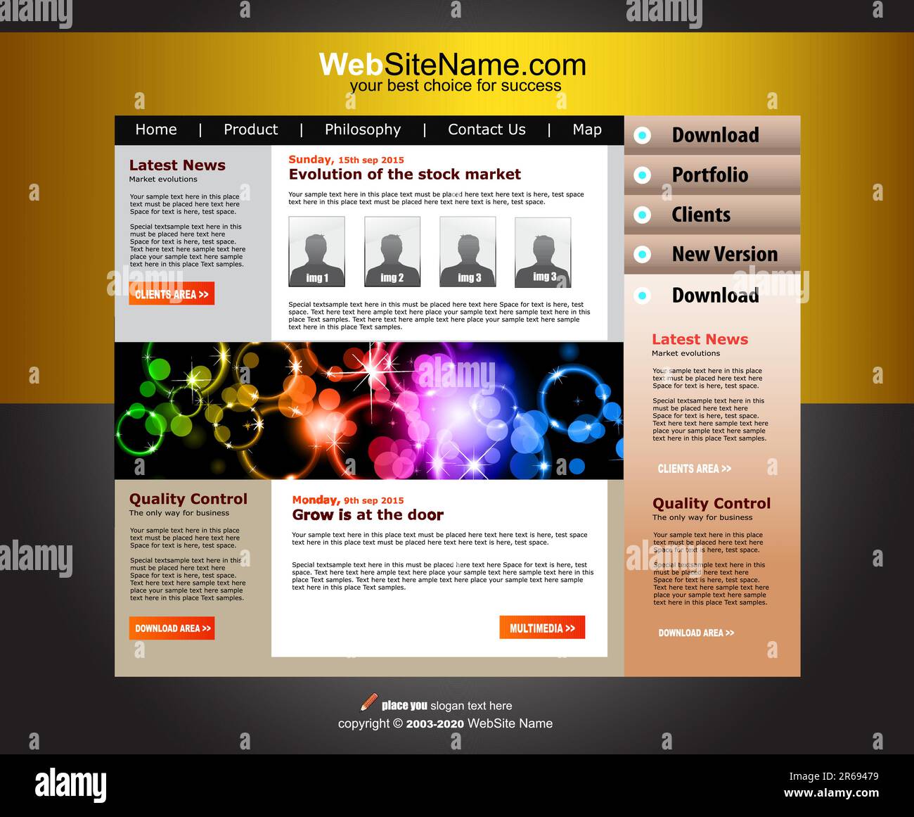 Modello futuristico per siti Web High Tech con colori Attrative Illustrazione Vettoriale