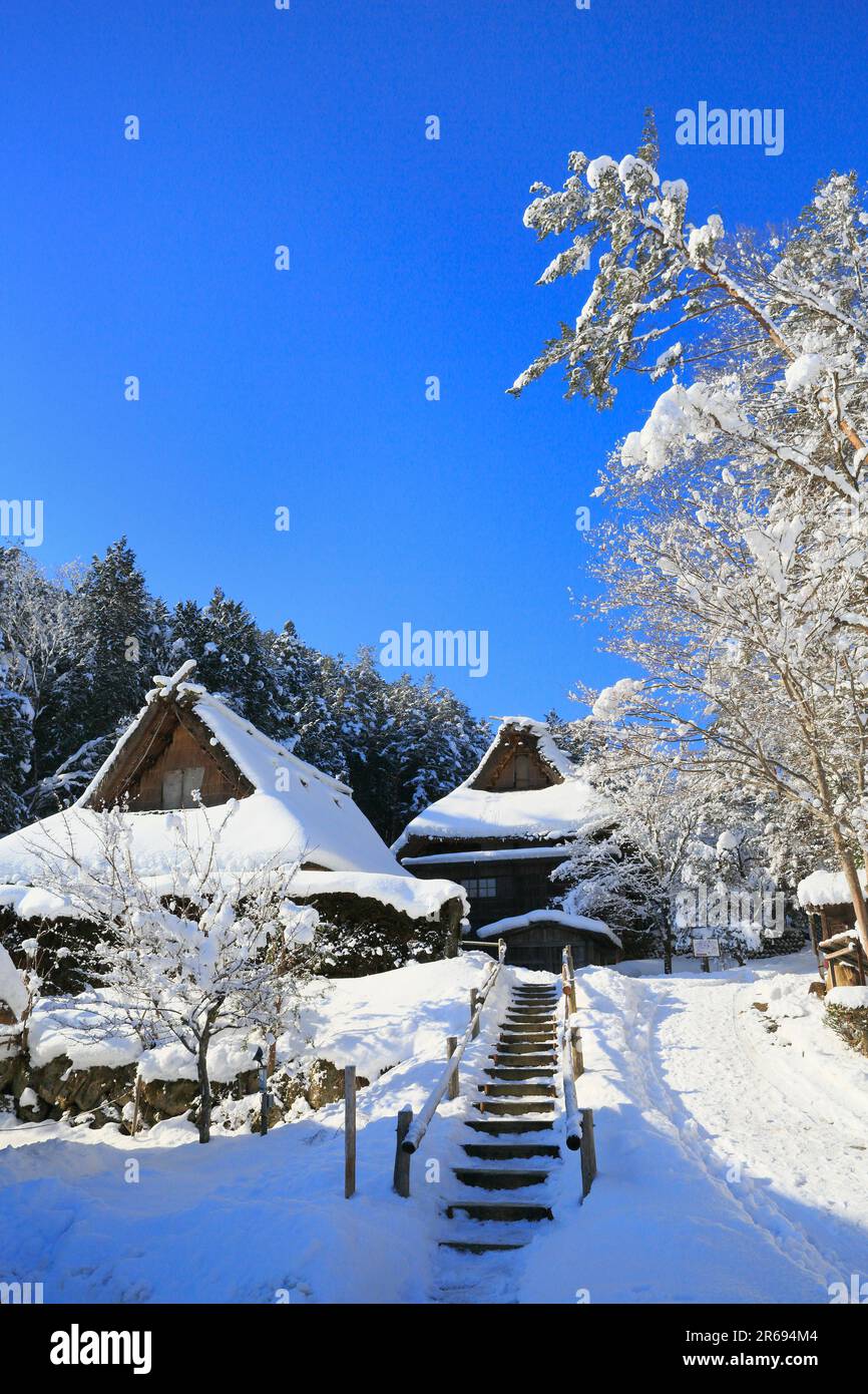 Hida villaggio nella neve Foto Stock