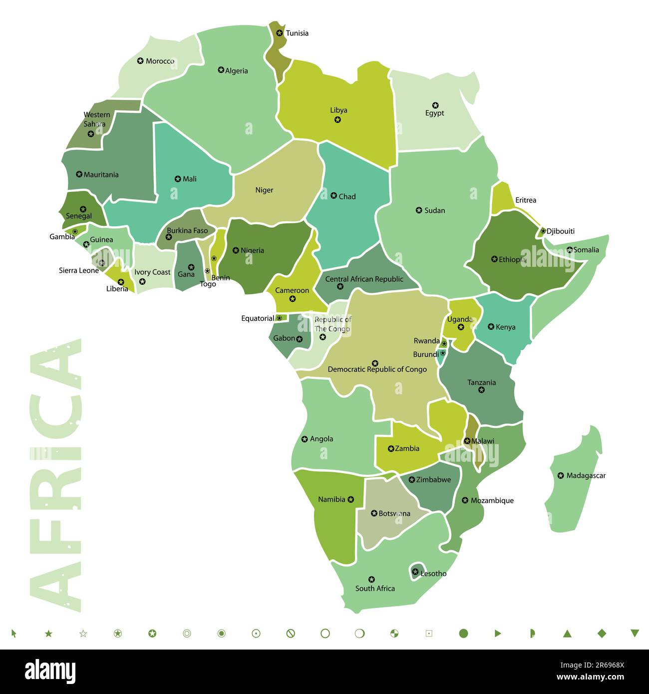 Mappa vettoriale dell'Africa Illustrazione Vettoriale