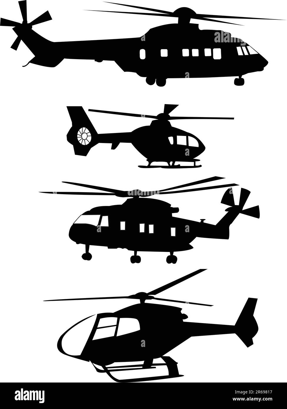 collezione di silhouette di elicotteri - vettoriali Illustrazione Vettoriale