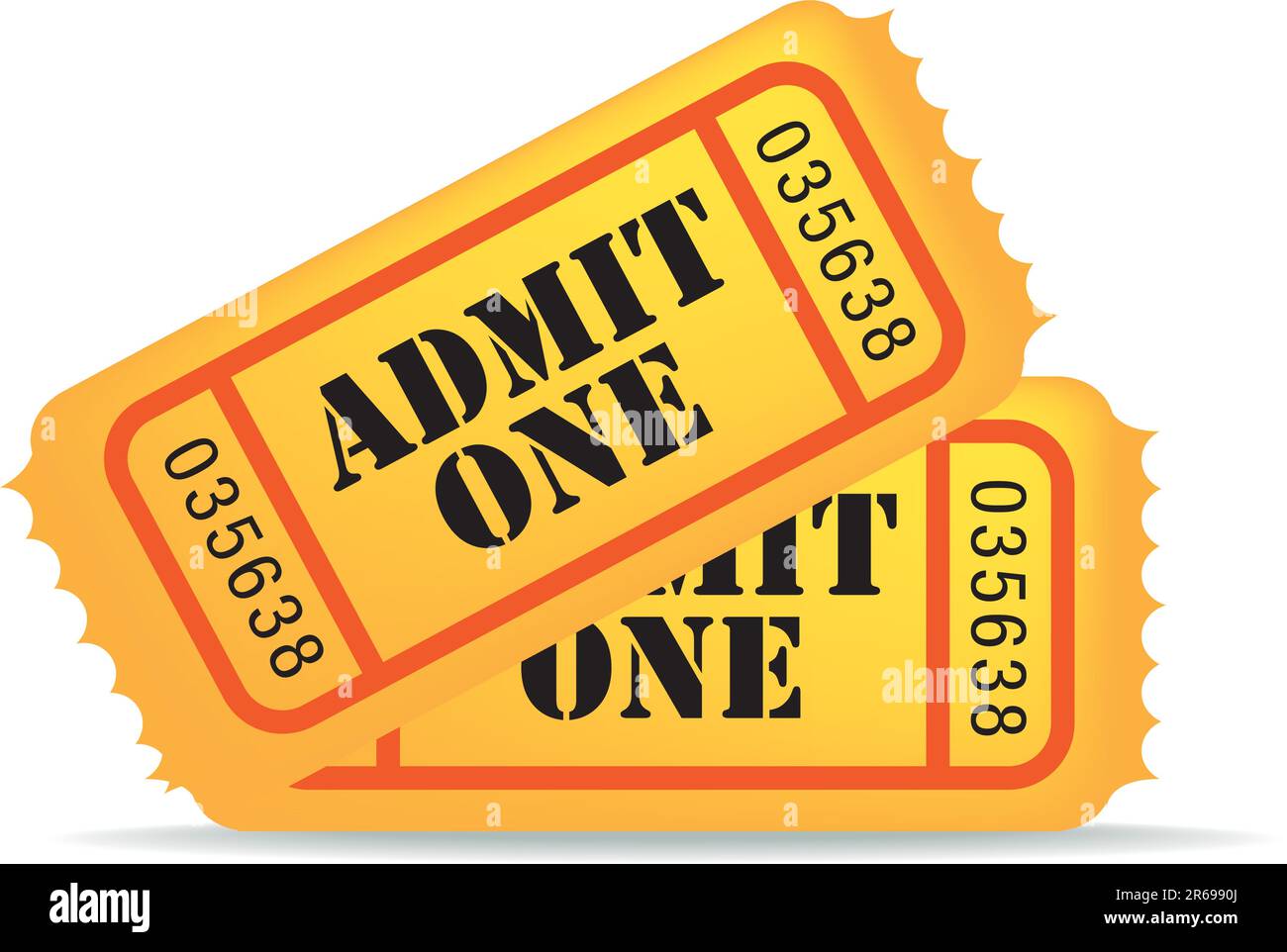 Illustrazione di un biglietto per il cinema su sfondo bianco Illustrazione Vettoriale