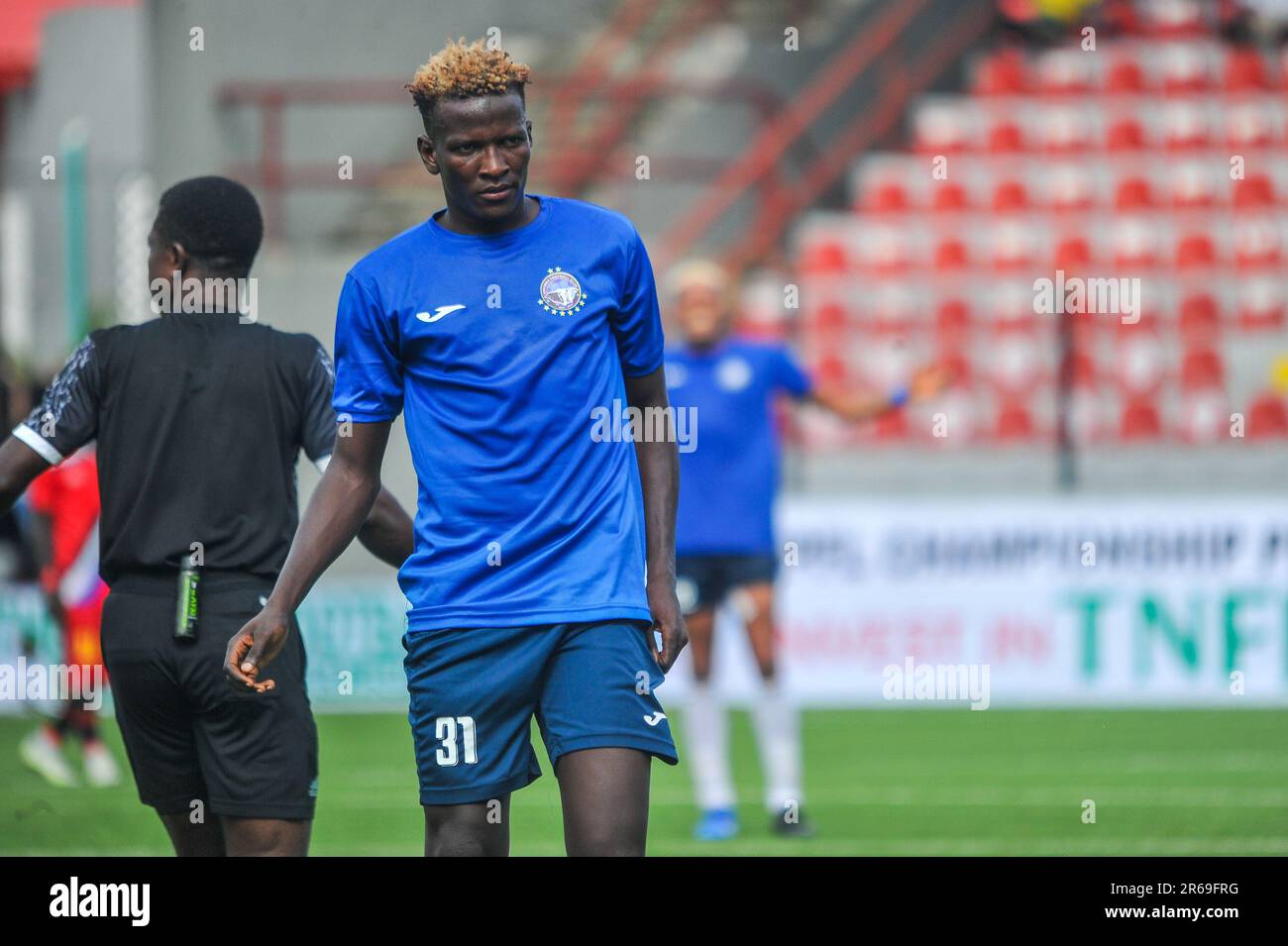 La Nigeria Professional Football League (NPFL) - partita della Super League tra Lobi Stars e Enyimba alla Mobolaji Bank, Anthony Stadium. Lagos, Nigeria. Foto Stock