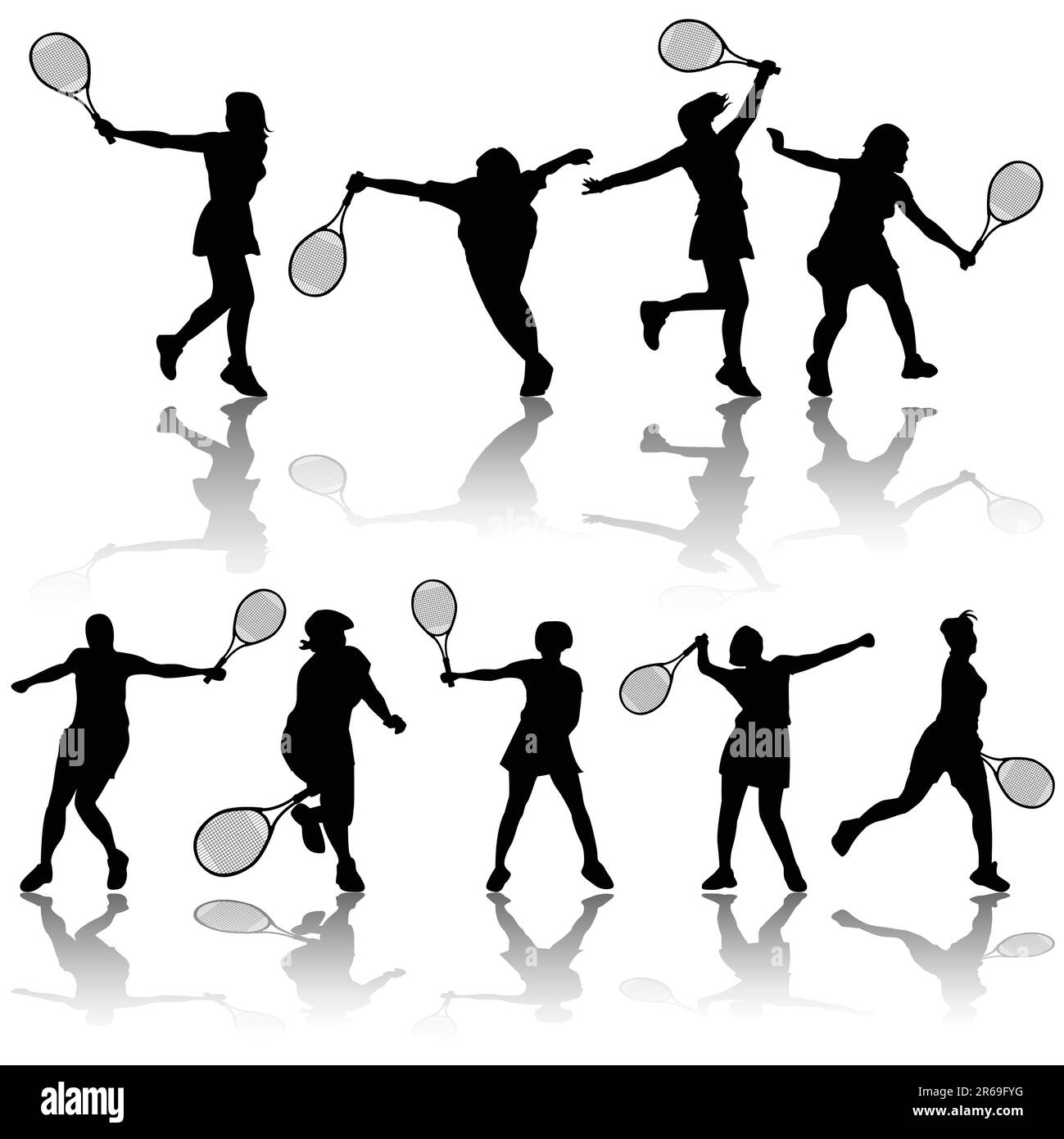 set vettoriale di giocatori di tennis Illustrazione Vettoriale