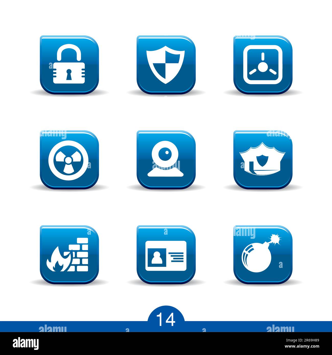 Set di nove icone Web di sicurezza della serie Illustrazione Vettoriale